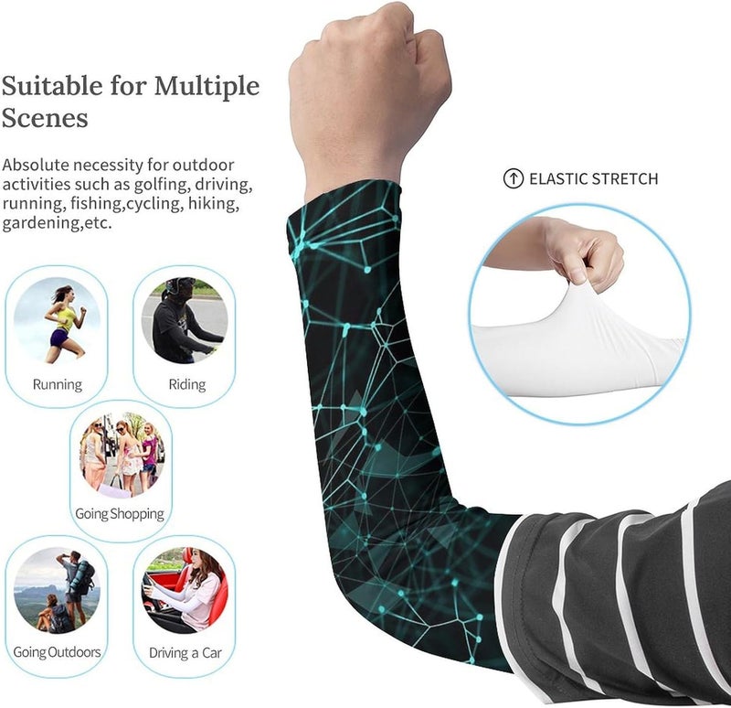 QiErDesign أكمام ضغط رياضية من الرخام للرجال والنساء - أكمام ذراع للشباب لألعاب البيسبول والكرة الطائرة وأكمام كرة السلة - Image 2